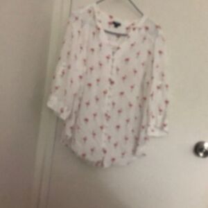 Torrid Harper Flamingo Printed Blouse Top Sz 1 Sz 1x